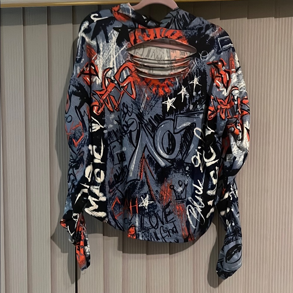 Graffiti Print Long Sleeve Top